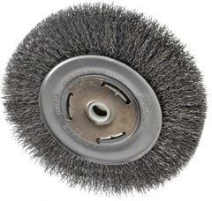 Weiler - 6" OD, 5/8" Arbor Hole, Crimped Steel Wheel Brush - 7/8" Face Width, 1-1/8" Trim Length, 0.014" Filament Diam, 6,000 RPM - Exact Tooling