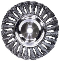 Weiler - 4" OD, M14x2.00 Arbor Hole, Knotted Steel Wheel Brush - 1/2" Face Width, 7/8" Trim Length, 0.014" Filament Diam, 20,000 RPM - Exact Tooling