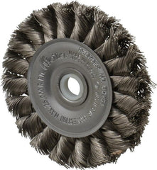 Weiler - 3" OD, 1/2" Arbor Hole, Knotted Stainless Steel Wheel Brush - 3/8" Face Width, 5/8" Trim Length, 0.0118" Filament Diam, 25,000 RPM - Exact Tooling