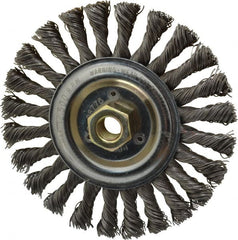 Weiler - 6" OD, 5/8-11 Arbor Hole, Knotted Steel Wheel Brush - 1/2" Face Width, 1-3/8" Trim Length, 0.023" Filament Diam, 12,500 RPM - Exact Tooling