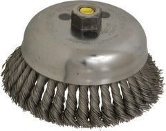 Weiler - 6" Diam, 5/8-11 Threaded Arbor, Steel Fill Cup Brush - 0.023 Wire Diam, 1-5/8" Trim Length, 6,000 Max RPM - Exact Tooling