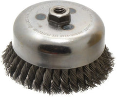 Weiler - 6" Diam, 5/8-11 Threaded Arbor, Steel Fill Cup Brush - 0.023 Wire Diam, 1-3/8" Trim Length, 6,600 Max RPM - Exact Tooling