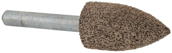 Cratex - 11/16" Head Diam x 1-1/4" Thickness, A12, Pointed Tree End, Aluminum Oxide Mounted Point - Very Coarse Grade, 36 Grit, 27,370 RPM - Exact Tooling