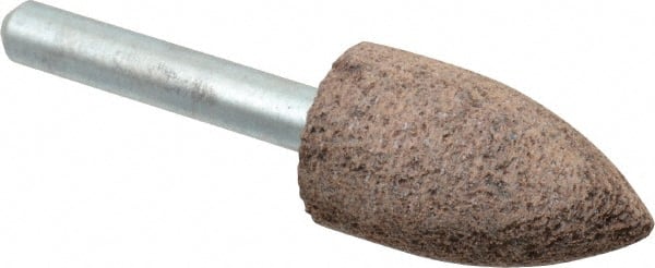 Cratex - 11/16" Head Diam x 1-1/4" Thickness, A12, Pointed Tree End, Aluminum Oxide Mounted Point - Very Coarse Grade, 36 Grit, 27,370 RPM - Exact Tooling