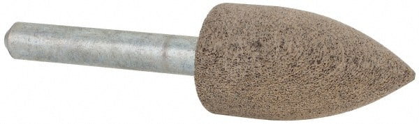 Cratex - 11/16" Head Diam x 1-1/4" Thickness, A12, Pointed Tree End, Aluminum Oxide Mounted Point - Medium Grade, 80 Grit, 27,370 RPM - Exact Tooling