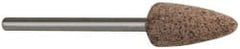 Cratex - 3/8" Head Diam x 3/4" Thickness, B52, Pointed End, Aluminum Oxide Mounted Point - Very Coarse Grade, 36 Grit, 21,000 RPM - Exact Tooling