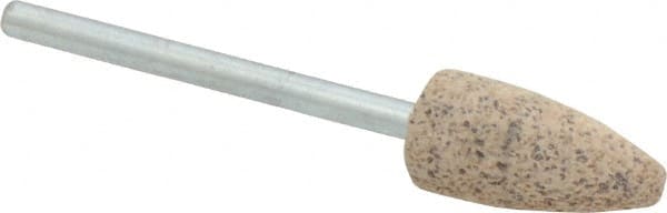 Cratex - 3/8" Head Diam x 3/4" Thickness, B52, Pointed End, Aluminum Oxide Mounted Point - Very Coarse Grade, 36 Grit, 21,000 RPM - Exact Tooling