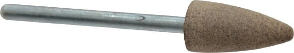 Cratex - 3/8" Head Diam x 3/4" Thickness, B52, Pointed End, Aluminum Oxide Mounted Point - Medium Grade, 80 Grit, 21,000 RPM - Exact Tooling