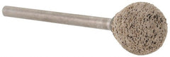 Cratex - 1/2" Head Diam x 1/2" Thickness, B121, Ball End, Aluminum Oxide Mounted Point - Very Coarse Grade, 36 Grit, 21,000 RPM - Exact Tooling
