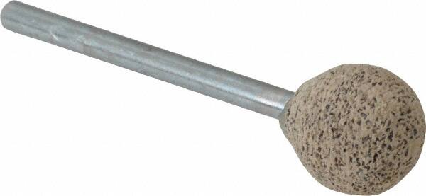 Cratex - 1/2" Head Diam x 1/2" Thickness, B121, Ball End, Aluminum Oxide Mounted Point - Very Coarse Grade, 36 Grit, 21,000 RPM - Exact Tooling