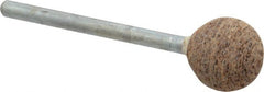 Cratex - 1/2" Head Diam x 1/2" Thickness, B121, Ball End, Aluminum Oxide Mounted Point - Very Coarse Grade, 36 Grit, 21,000 RPM - Exact Tooling