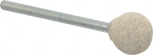 Cratex - 1/2" Head Diam x 1/2" Thickness, B121, Ball End, Aluminum Oxide Mounted Point - Medium Grade, 80 Grit, 21,000 RPM - Exact Tooling