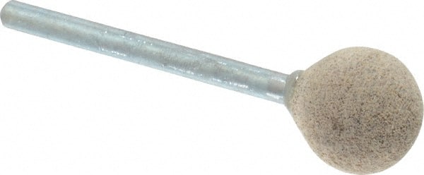 Cratex - 1/2" Head Diam x 1/2" Thickness, B121, Ball End, Aluminum Oxide Mounted Point - Medium Grade, 80 Grit, 21,000 RPM - Exact Tooling
