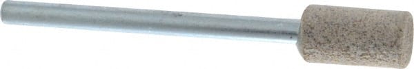 Cratex - 1/4" Head Diam x 1/2" Thickness, W163, Cylinder End, Aluminum Oxide Mounted Point - Medium Grade, 80 Grit, 26,250 RPM - Exact Tooling