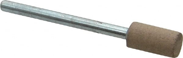 Cratex - 1/4" Head Diam x 1/2" Thickness, W163, Cylinder End, Aluminum Oxide Mounted Point - Medium Grade, 80 Grit, 26,250 RPM - Exact Tooling