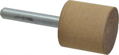 Cratex - 1" Head Diam x 1" Thickness, W220, Cylinder End, Aluminum Oxide Mounted Point - Medium Grade, 80 Grit, 15,750 RPM - Exact Tooling