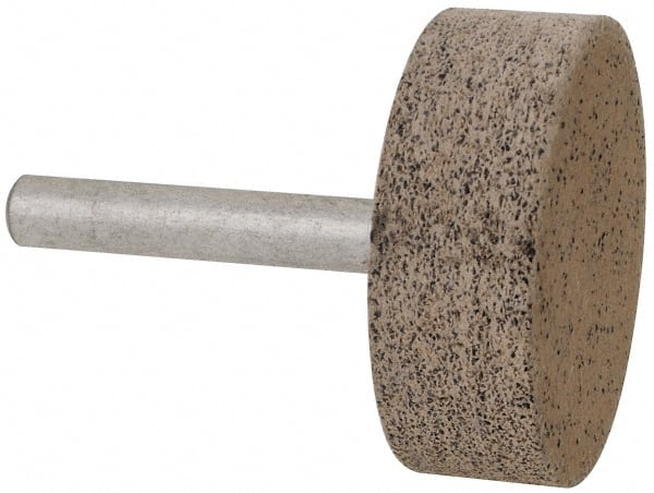 Cratex - 1-1/2" Head Diam x 1/2" Thickness, W236, Cylinder End, Aluminum Oxide Mounted Point - Very Coarse Grade, 36 Grit, 21,750 RPM - Exact Tooling