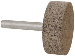Cratex - 1-1/2" Head Diam x 1/2" Thickness, W236, Cylinder End, Aluminum Oxide Mounted Point - Very Coarse Grade, 36 Grit, 21,750 RPM - Exact Tooling