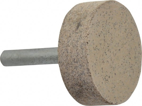 Cratex - 1-1/2" Head Diam x 1/2" Thickness, W236, Cylinder End, Aluminum Oxide Mounted Point - Very Coarse Grade, 36 Grit, 21,750 RPM - Exact Tooling