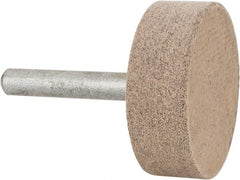 Cratex - 1-1/2" Head Diam x 1/2" Thickness, W236, Cylinder End, Aluminum Oxide Mounted Point - Medium Grade, 80 Grit, 21,750 RPM - Exact Tooling