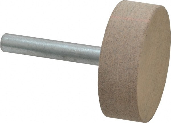 Cratex - 1-1/2" Head Diam x 1/2" Thickness, W236, Cylinder End, Aluminum Oxide Mounted Point - Medium Grade, 80 Grit, 21,750 RPM - Exact Tooling