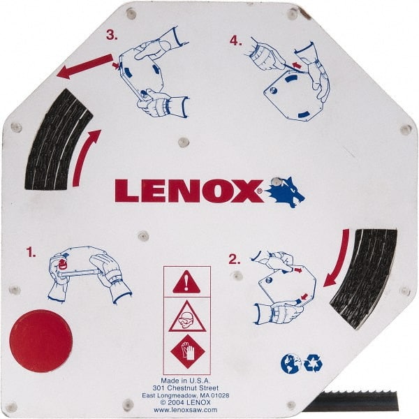 Lenox - 1/2" x 100' x 0.025" Carbon Steel Band Saw Blade Coil Stock - 3 TPI, Toothed Edge, Hook Form, Raker Set, Flexible Back, Constant Pitch, Contour Cutting - Exact Tooling