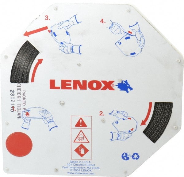 Lenox - 1/2" x 100' x 0.025" Bi-Metal Band Saw Blade Coil Stock - 8 to 12 TPI, Toothed Edge, Modified Raker Set, Flexible Back, Variable Pitch, Contour Cutting - Exact Tooling