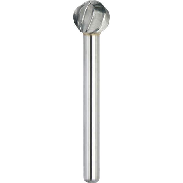Made in USA - 8mm Cut Diam, 0.2362" Shank Diam, Ball Head Aluma Cut Burr - Carbide, 6.4mm LOC, 51.4mm OAL - Exact Tooling