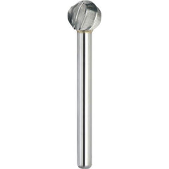 Made in USA - 8mm Cut Diam, 0.2362" Shank Diam, Ball Head Aluma Cut Burr - Carbide, 6.4mm LOC, 51.4mm OAL - Exact Tooling