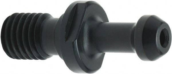 Parlec - BT30 Taper, M12x1.75 Thread, 45° Angle Radius, Standard Retention Knob - 1.7" OAL, 0.43" Knob Diam, 0.908" from Knob to Flange, 1/8" Coolant Hole, Through Coolant - Exact Tooling