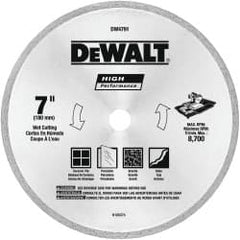 DeWALT - 7" Diam, 5/8 & 7/8" Arbor Hole Diam, Wet & Dry Cut Saw Blade - Diamond-Tipped, Straight Action, Standard Round Arbor - Exact Tooling