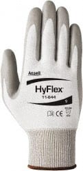 Ansell - Size 2XL (11), ANSI Cut Lvl 2, Puncture Lvl 4, Abrasion Lvl 4, Polyurethane Coated HPPE Fiber Cut Resistant Gloves - 9" Long, Palm Coated, Knit Wrist, Gray/White, Paired - Exact Tooling