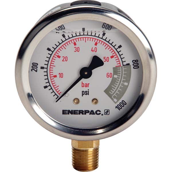 Enerpac - Hydraulic Pressure Gages & Adapters Type: Glycerine Filled Pressure Rating: 600 - Exact Tooling