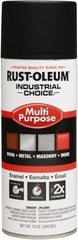 Rust-Oleum - Black, Flat, Enamel Spray Paint - 8 to 12 Sq Ft per Can, 16 oz Container, Use on Drums, Equipment & Color Coding, Furniture, Ladders, Lockers, Motors, Stenciling, Tools - Exact Tooling