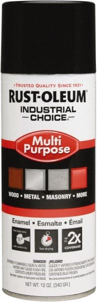 Rust-Oleum - Black, Gloss, Enamel Spray Paint - 8 to 12 Sq Ft per Can, 16 oz Container, Use on Drums, Equipment & Color Coding, Furniture, Ladders, Lockers, Motors, Stenciling, Tools - Exact Tooling
