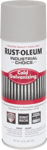 Rust-Oleum - Silver, Galvanizing Spray Paint - 8 to 12 Sq Ft per Can, 14 oz Container, Use on Bridges, Ducts, Fences, Production Welds, Tanks, Touch-Up & Repair to Damaged Galvanized Steel, Trailers, Utility Towers, Vehicles - Exact Tooling