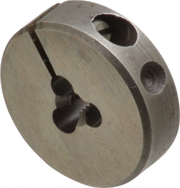 Made in USA - #4-40 UNC Thread, 13/16" Outside Diam High Speed Steel Round Die - 1/4" Thick, Right Hand Thread, Adjustable - Exact Tooling