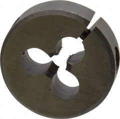 Made in USA - #8-32 UNC Thread, 13/16" Outside Diam High Speed Steel Round Die - 1/4" Thick, Right Hand Thread, Adjustable - Exact Tooling