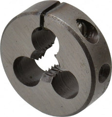 Made in USA - #12-28 UNF Thread, 13/16" Outside Diam High Speed Steel Round Die - 1/4" Thick, Right Hand Thread, Adjustable - Exact Tooling
