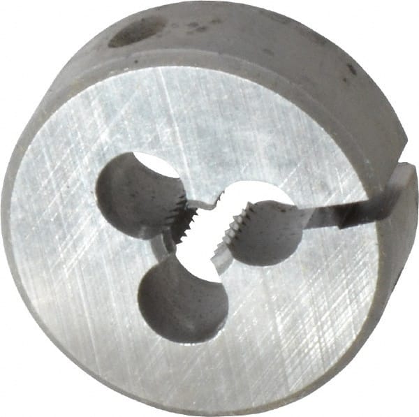 Made in USA - #10-24 UNC Thread, 1" Outside Diam High Speed Steel Round Die - 3/8" Thick, Right Hand Thread, Adjustable - Exact Tooling