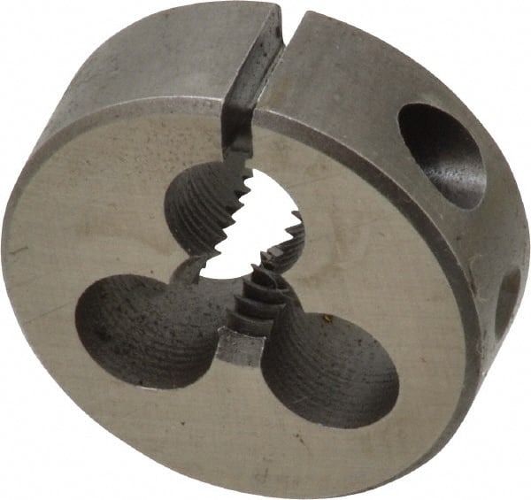 Made in USA - 1/4-20 UNC Thread, 1" Outside Diam High Speed Steel Round Die - 3/8" Thick, Right Hand Thread, Adjustable - Exact Tooling