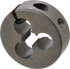 Made in USA - 1/4-28 UNF Thread, 1" Outside Diam High Speed Steel Round Die - 3/8" Thick, Right Hand Thread, Adjustable - Exact Tooling