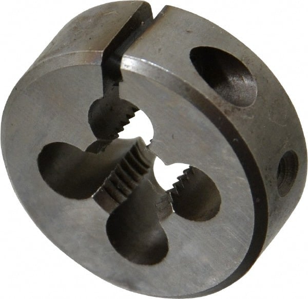 Made in USA - 5/16-24 UNF Thread, 1" Outside Diam High Speed Steel Round Die - 3/8" Thick, Right Hand Thread, Adjustable - Exact Tooling