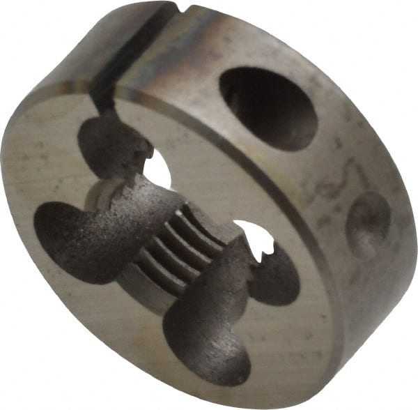 Made in USA - 7/16-20 UNF Thread, 1" Outside Diam High Speed Steel Round Die - 3/8" Thick, Right Hand Thread, Adjustable - Exact Tooling