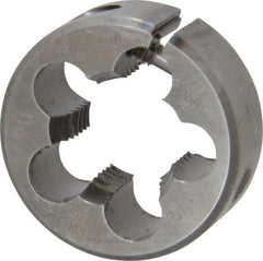 Made in USA - 1/2-20 UNF Thread, 1" Outside Diam High Speed Steel Round Die - 3/8" Thick, Right Hand Thread, Adjustable - Exact Tooling