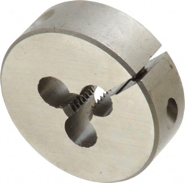 Made in USA - 1/4-20 UNC Thread, 1-1/2" Outside Diam High Speed Steel Round Die - 1/2" Thick, Right Hand Thread, Adjustable - Exact Tooling