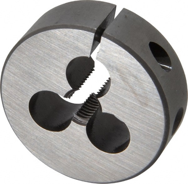 Made in USA - 5/16-24 UNF Thread, 1-1/2" Outside Diam High Speed Steel Round Die - 1/2" Thick, Right Hand Thread, Adjustable - Exact Tooling
