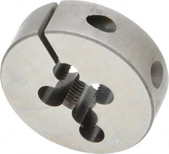 Made in USA - 3/8-24 UNF Thread, 1-1/2" Outside Diam High Speed Steel Round Die - 1/2" Thick, Right Hand Thread, Adjustable - Exact Tooling