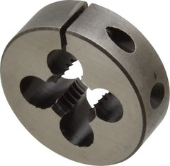 Made in USA - 1/2-13 UNC Thread, 1-1/2" Outside Diam High Speed Steel Round Die - 1/2" Thick, Right Hand Thread, Adjustable - Exact Tooling