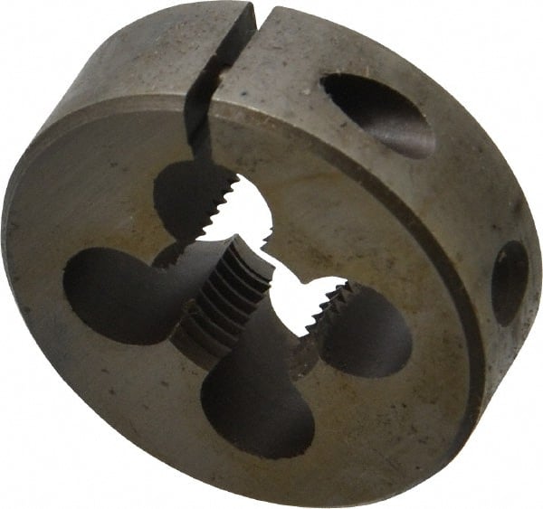 Made in USA - 1/2-20 UNF Thread, 1-1/2" Outside Diam High Speed Steel Round Die - 1/2" Thick, Right Hand Thread, Adjustable - Exact Tooling